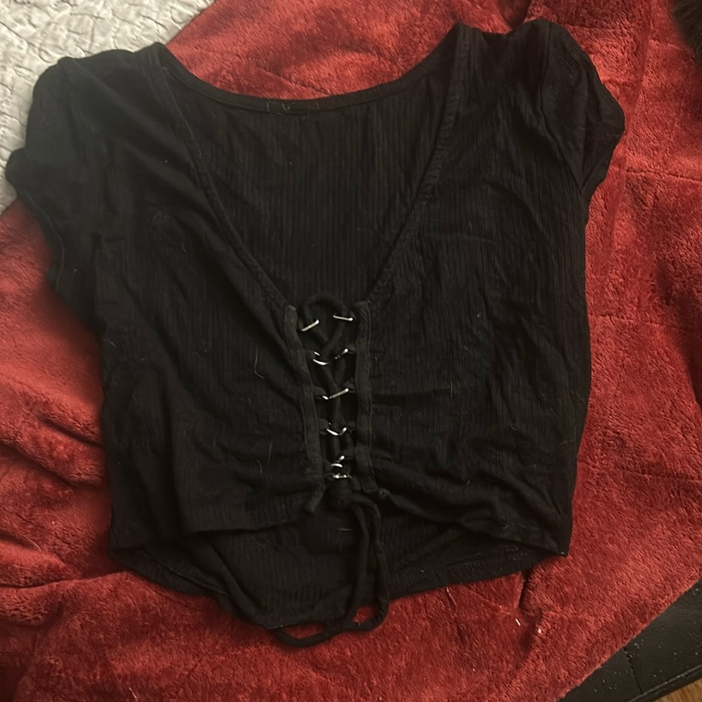 Black chain crop top